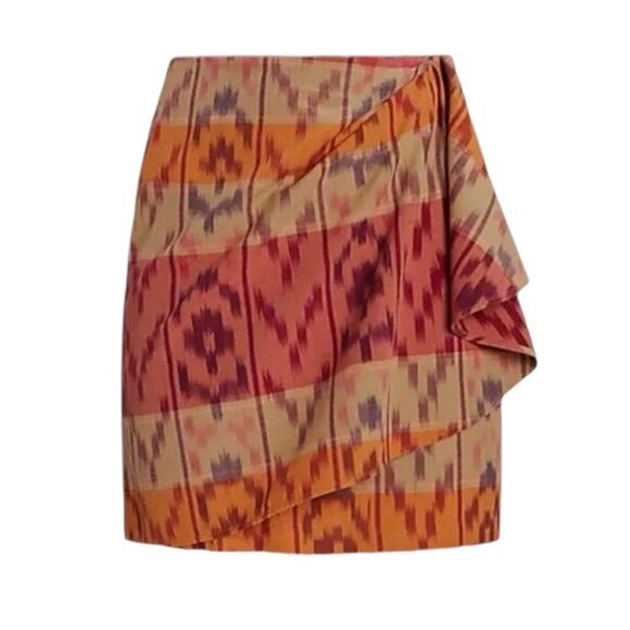 Lauren Ralph Lauren True Wrap Skirt Above  Knee Geo Motif Ruffle Ikat  NEW 14 - Picture 7 of 11